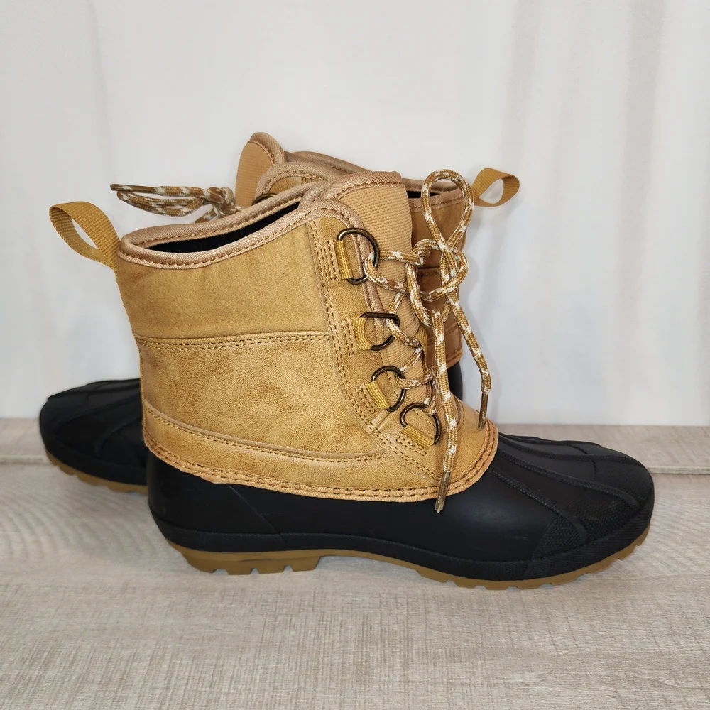 Universal Thread Women's Duck Boots, Tan and Black, Size 7 - Water Resistant